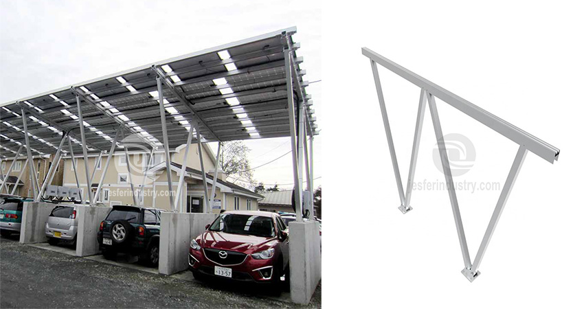 Чертеж конструкции крепления солнечной панели навеса для гаража